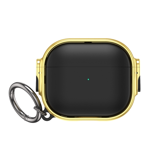 Fashion Design Electroplated Hybrid Locking AirPods Pro 2/1 Case Cover with Clip - Black/GOLD